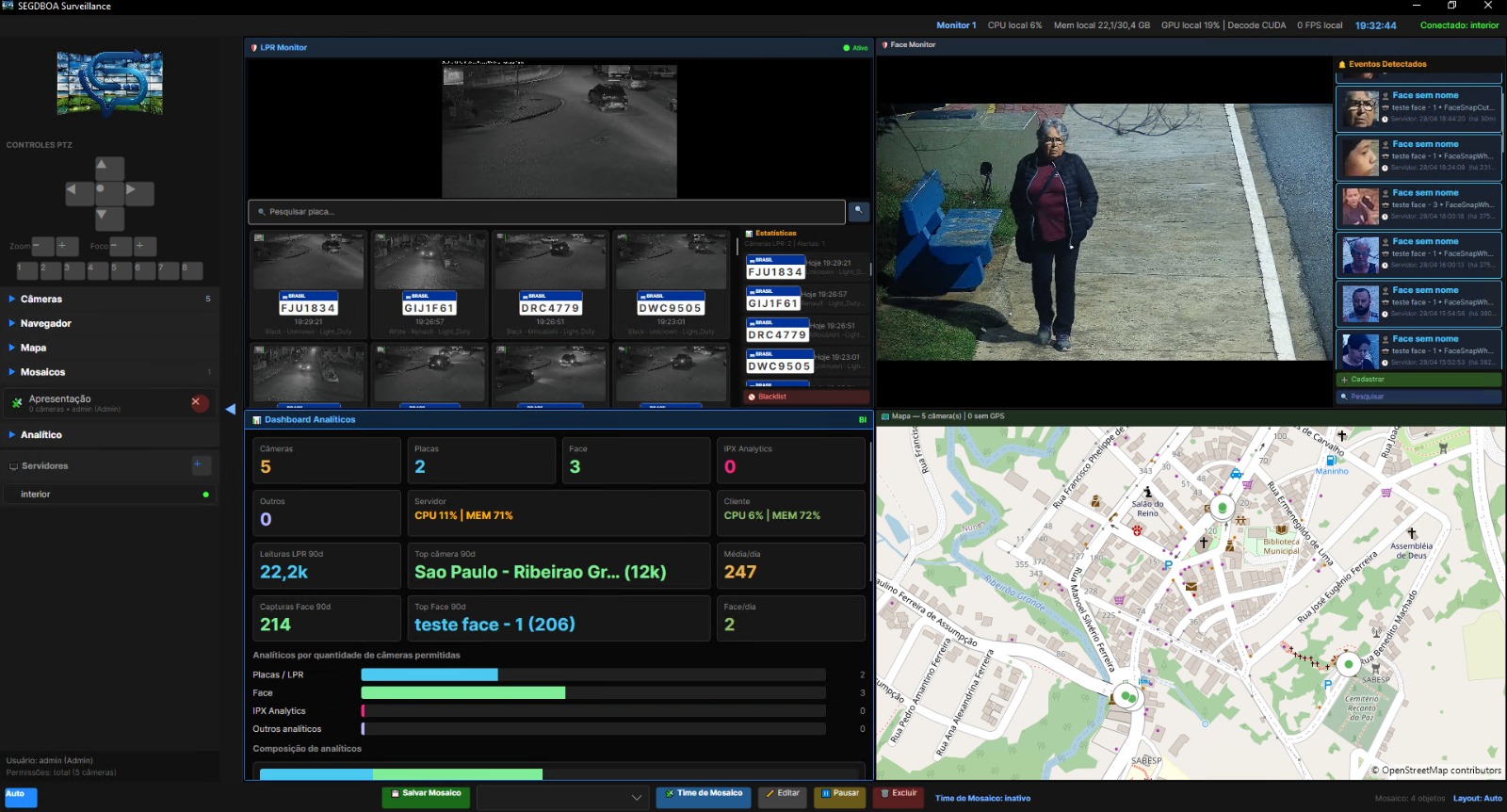 Software VMS SEGDBOA RADUH para videomonitoramento e análise